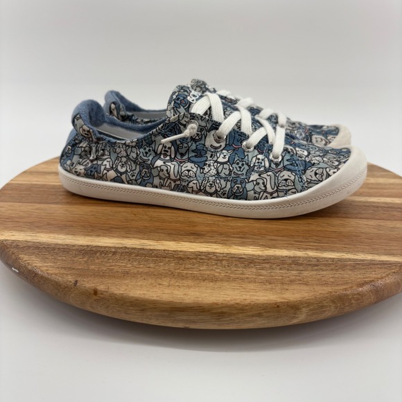 BOBS from Skechers Women's Size 9 Beach Bingo Dog Print Lace Up Casual Sneakers - Picture 1 of 8
